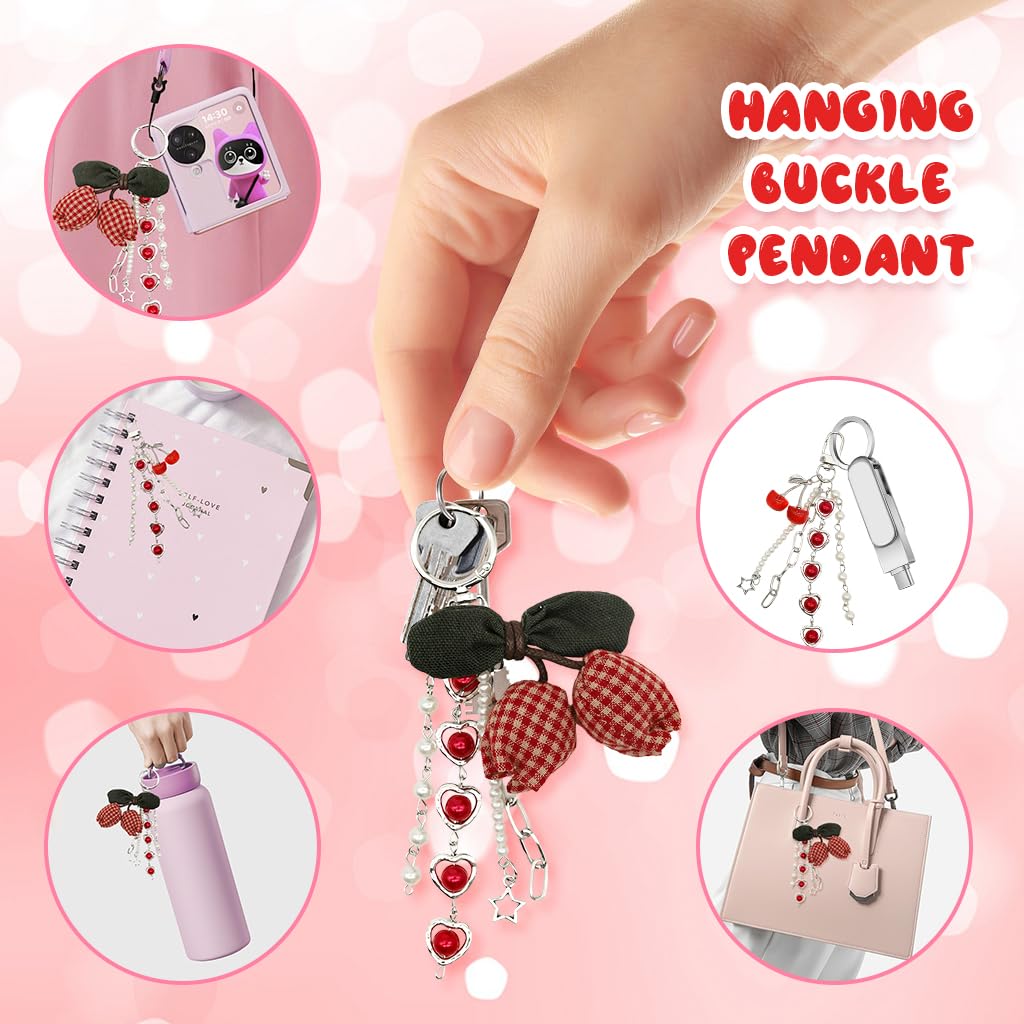 ZORBES Phone Charms for Girls featuring Red Cherry Design and Metal Buckle | 2Pcs Set