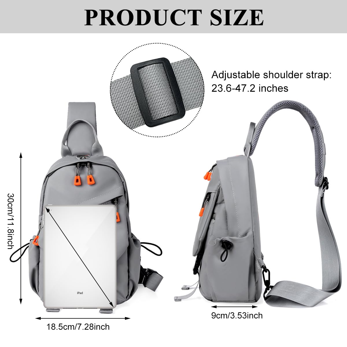 GUSTAVE Chest Bag for Men featuring Dual Zipper Compartments and Handle | Waterproof Nylon 20x11x31 cm Sling for Travel