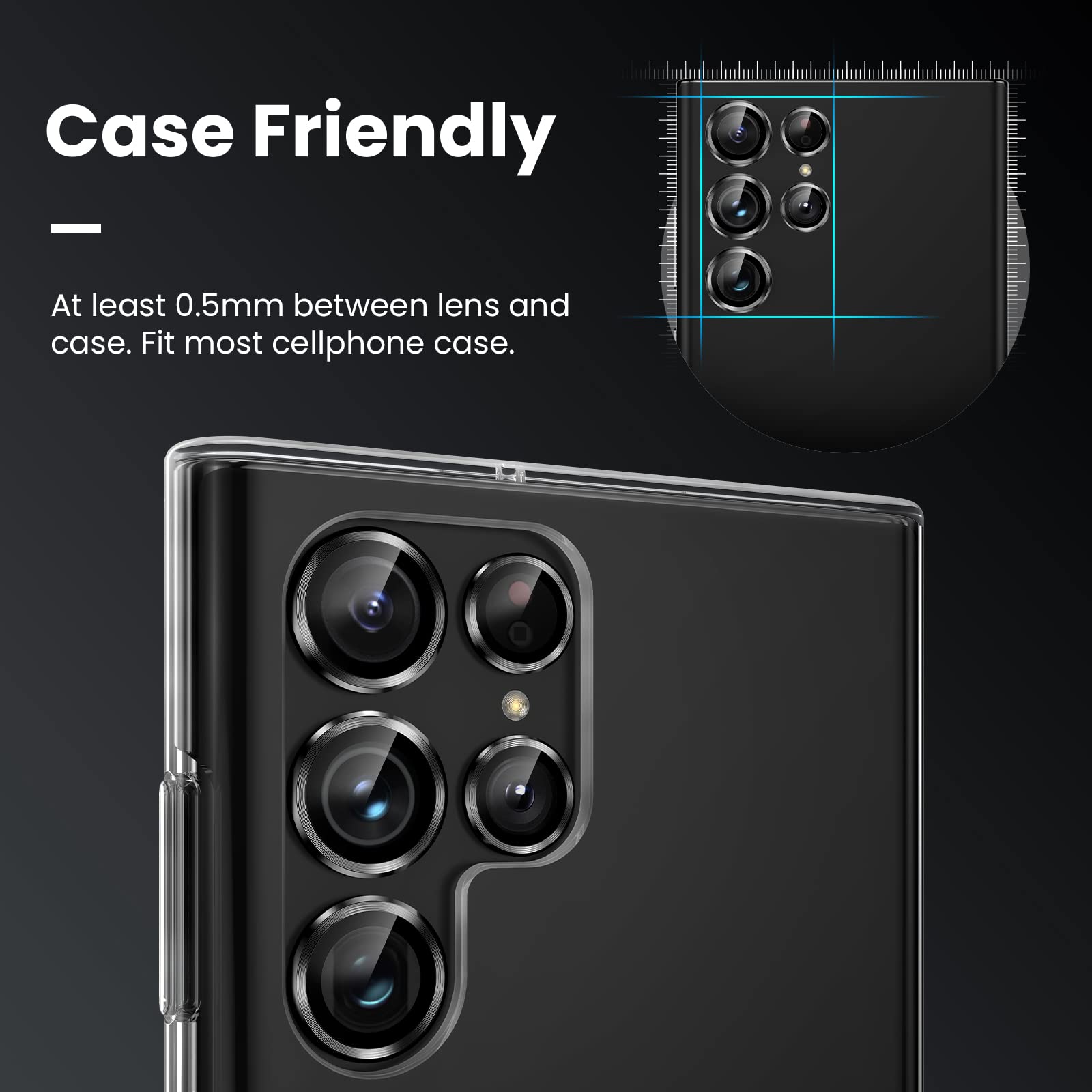 ZORBES Lens Protector for Galaxy S22 Ultra featuring Metal Anti Scratch Cover in Yaoye Black