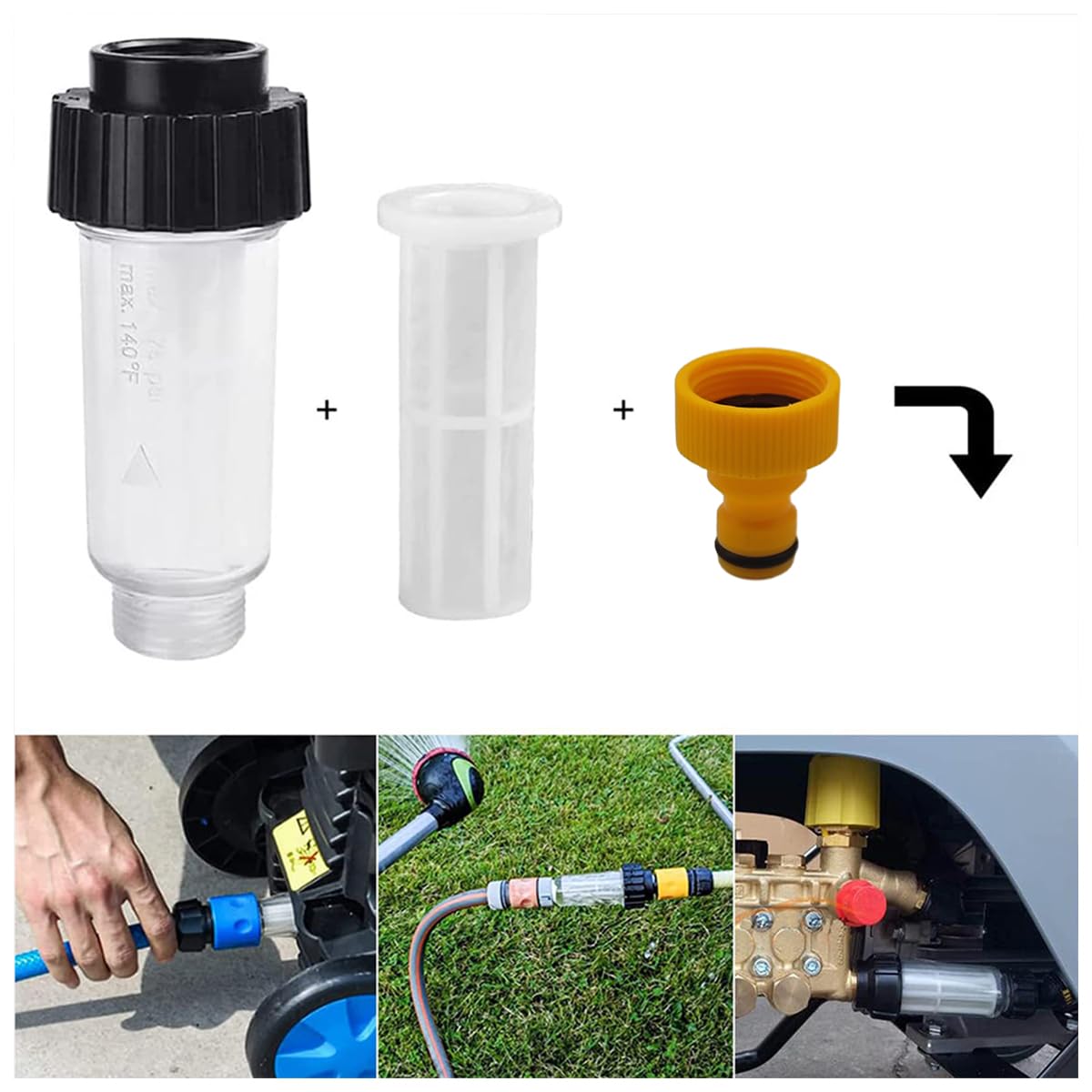 STHIRA Pressure Washer Filter Kit for Kärcher with Inlet Filter and Quick Connectors | 3 PCS