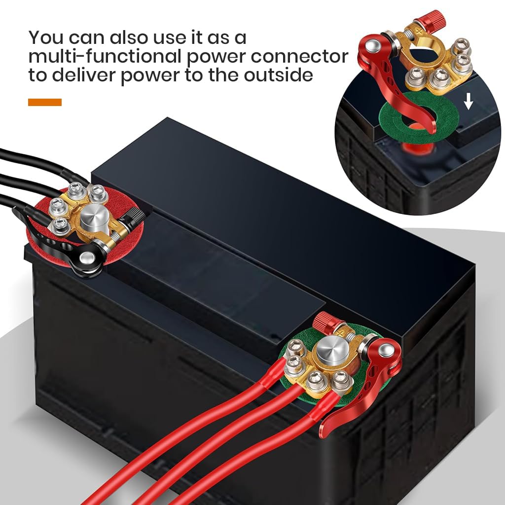 STHIRA Battery Terminal Connectors for Cars Boats and RVs with 4 Bolt Quick Release Copper Design