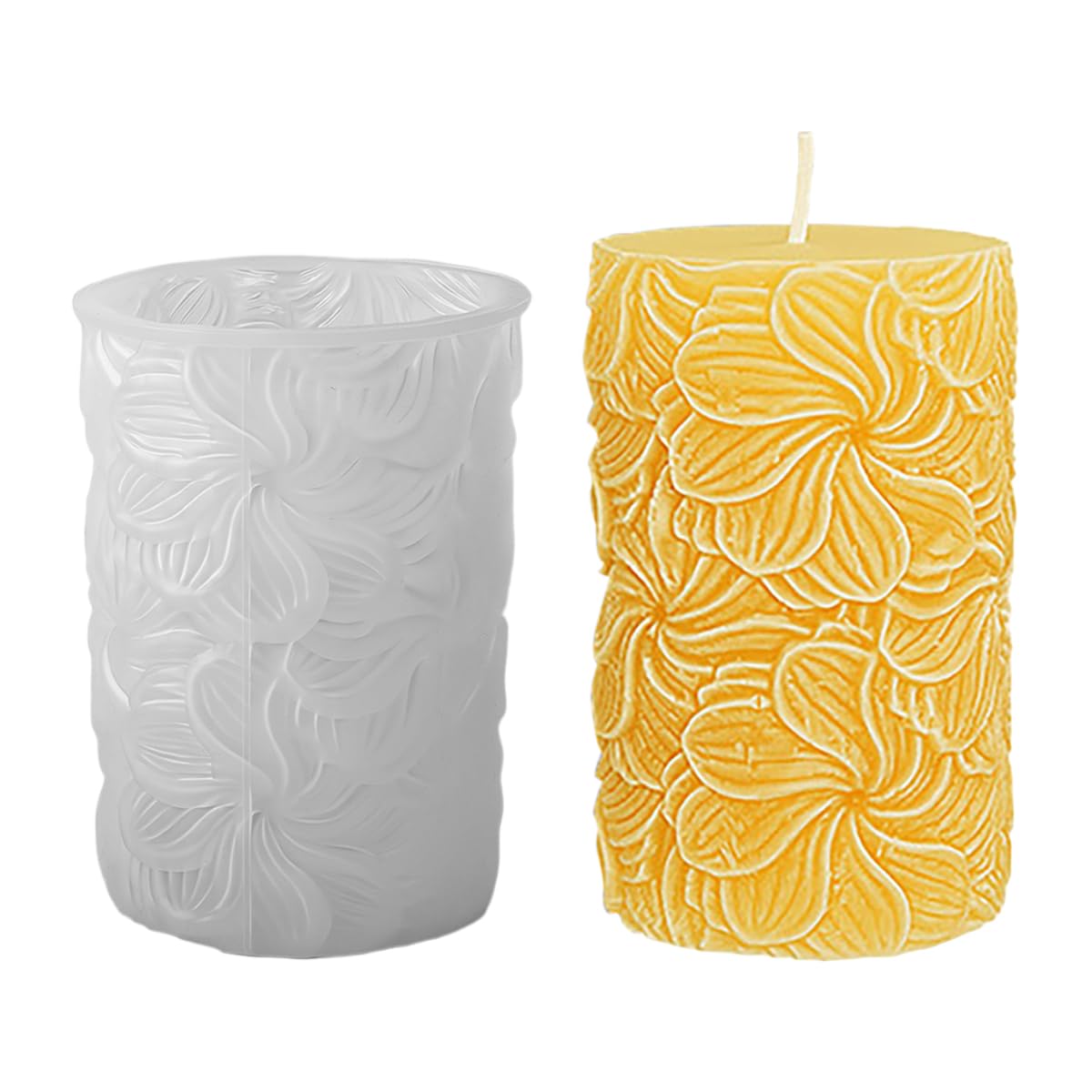 HASTHIP Flower Petal Cylinder Candle Mold for DIY Crafts with 3D Rose Design 7.3×10.8 in Silicone