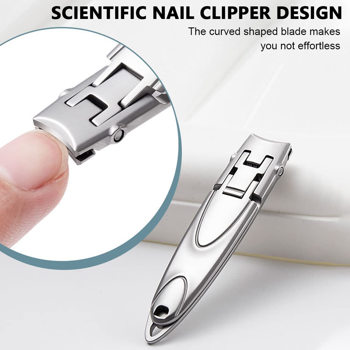 MAYCREATE Nail Cutter For Men, Nail Clippers Wide Jaw Opening Stainless Steel Foldable Nail Trimmer Anti Splash Toenail Clippers Travel Portable Pedicure Manicure Kit