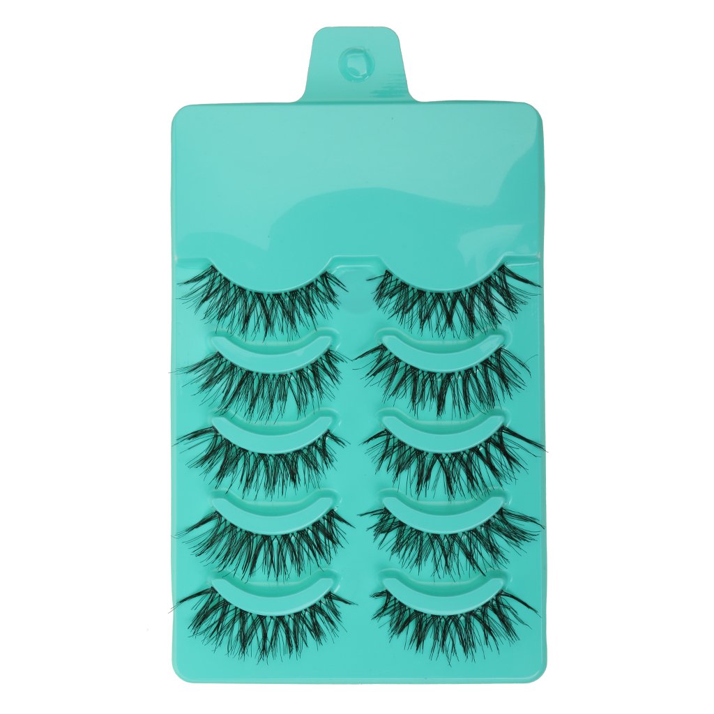 Magideal False Eyelashes for Makeup featuring Handmade Messy Cross Style and Green Fiber | 5 Pairs Reusable