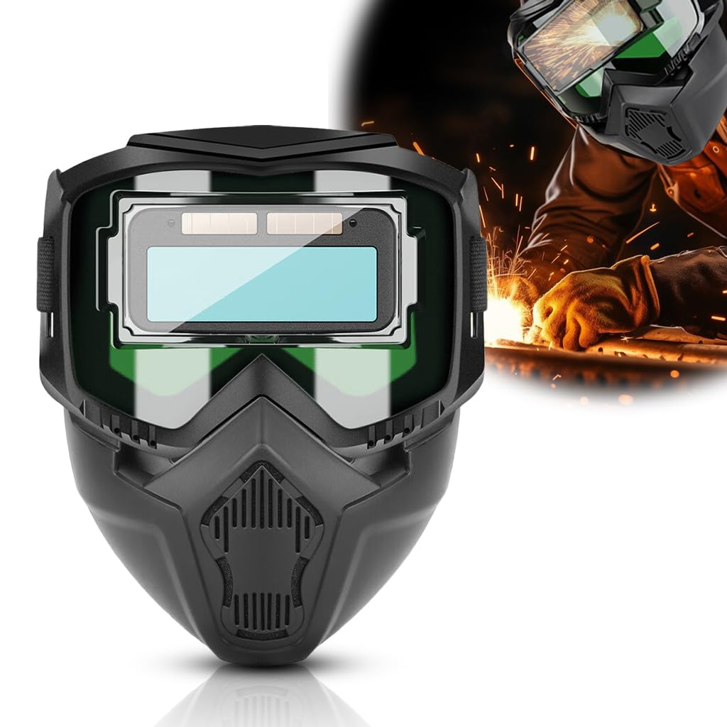 Serplex Welding Helmet for Arc Protection with Auto-Darkening Goggles and 10 Lenses | Lightweight PP Face Mask with Adjustable Strap