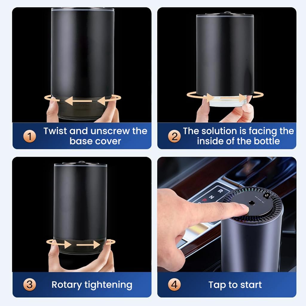 STHIRA Car Air Fragrance Diffuser for Home and Vehicle with Motion Sensor & 3 Spray Modes | Alloy USB Rechargeable Touch Control Design