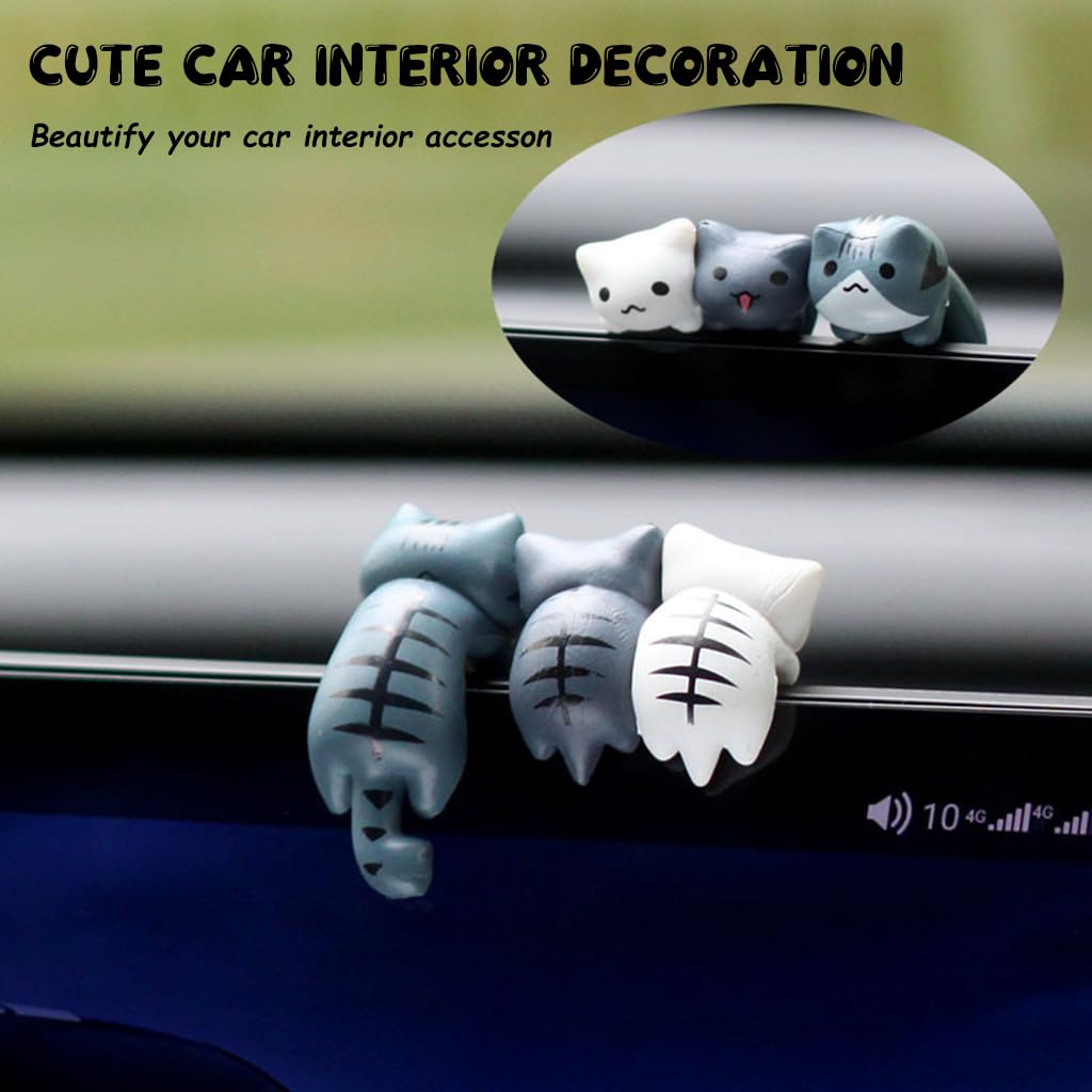 STHIRA Cat Dashboard Ornaments for Tesla Touchscreen with 6 PVC Charms | Cute Gift Idea