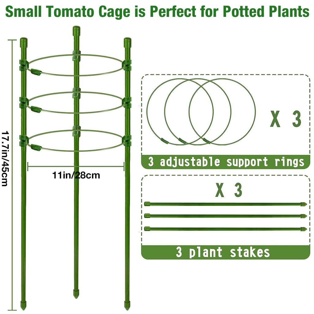Optifit Gardening Plant Support Cages for Climbing Plants with 3 Adjustable Rings 45 cm | Sturdy Steel & Fiberglass Trellis