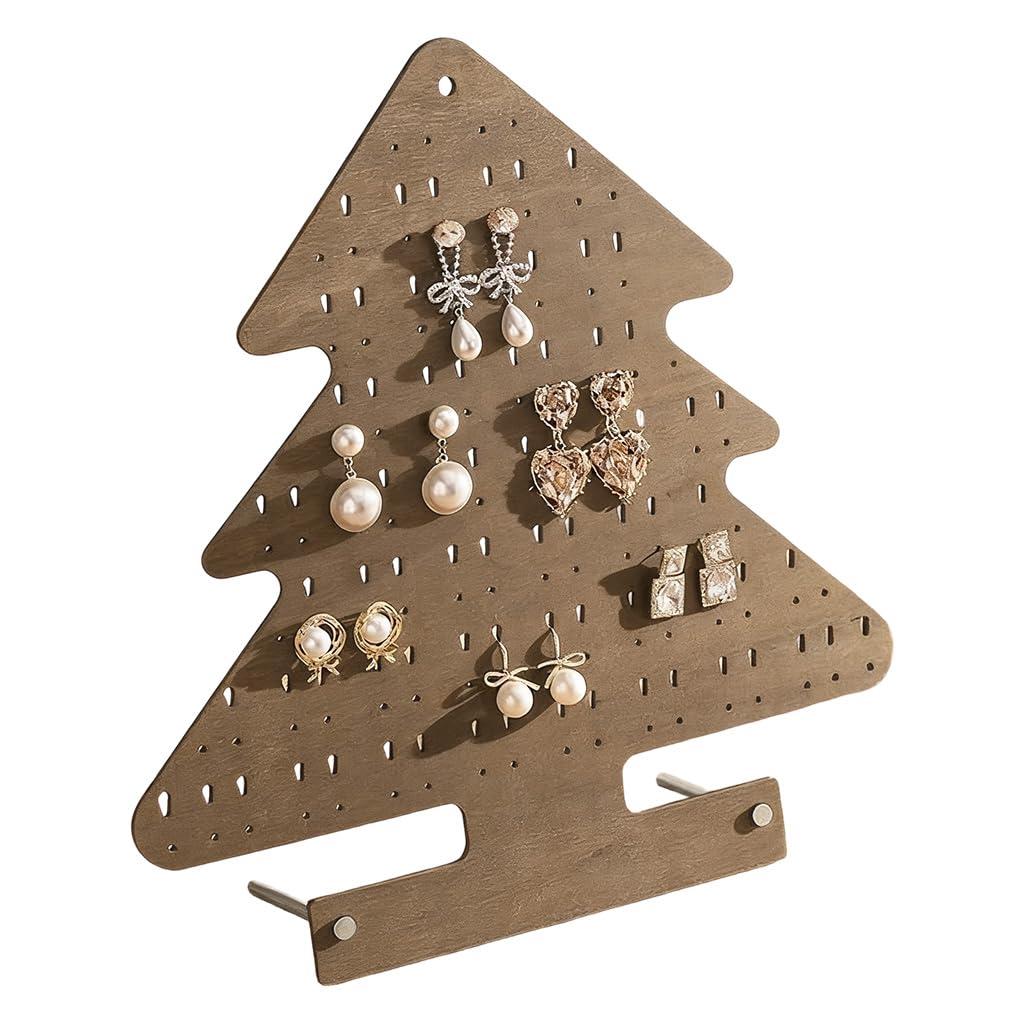 HASTHIP Wooden Earring Jewelry Organizer for Dresser with 30x29cm Tree Display | Space-Saving Storage Rack