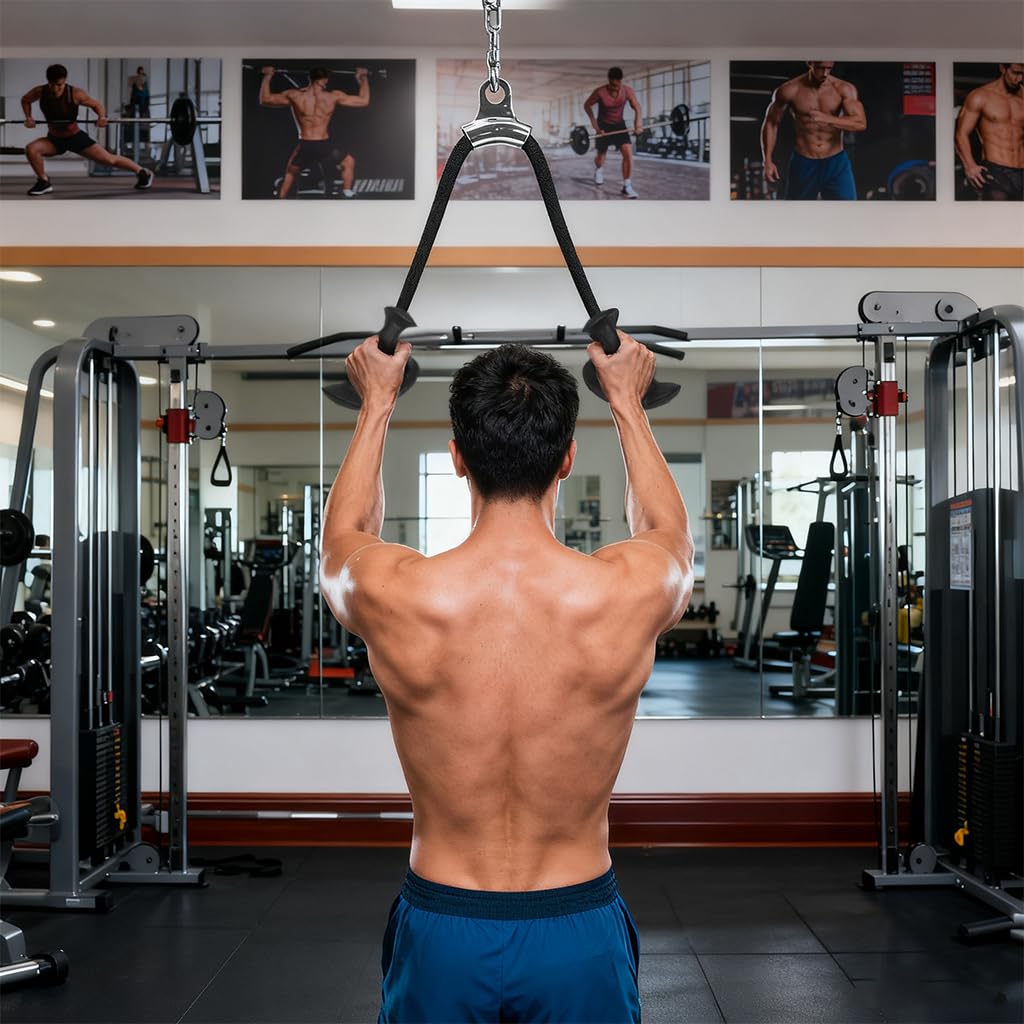Proberos Tricep Rope Pull Down Attachment for Cable Machines with Ergonomic Grips | Ideal Home Gym Pulley Accessory