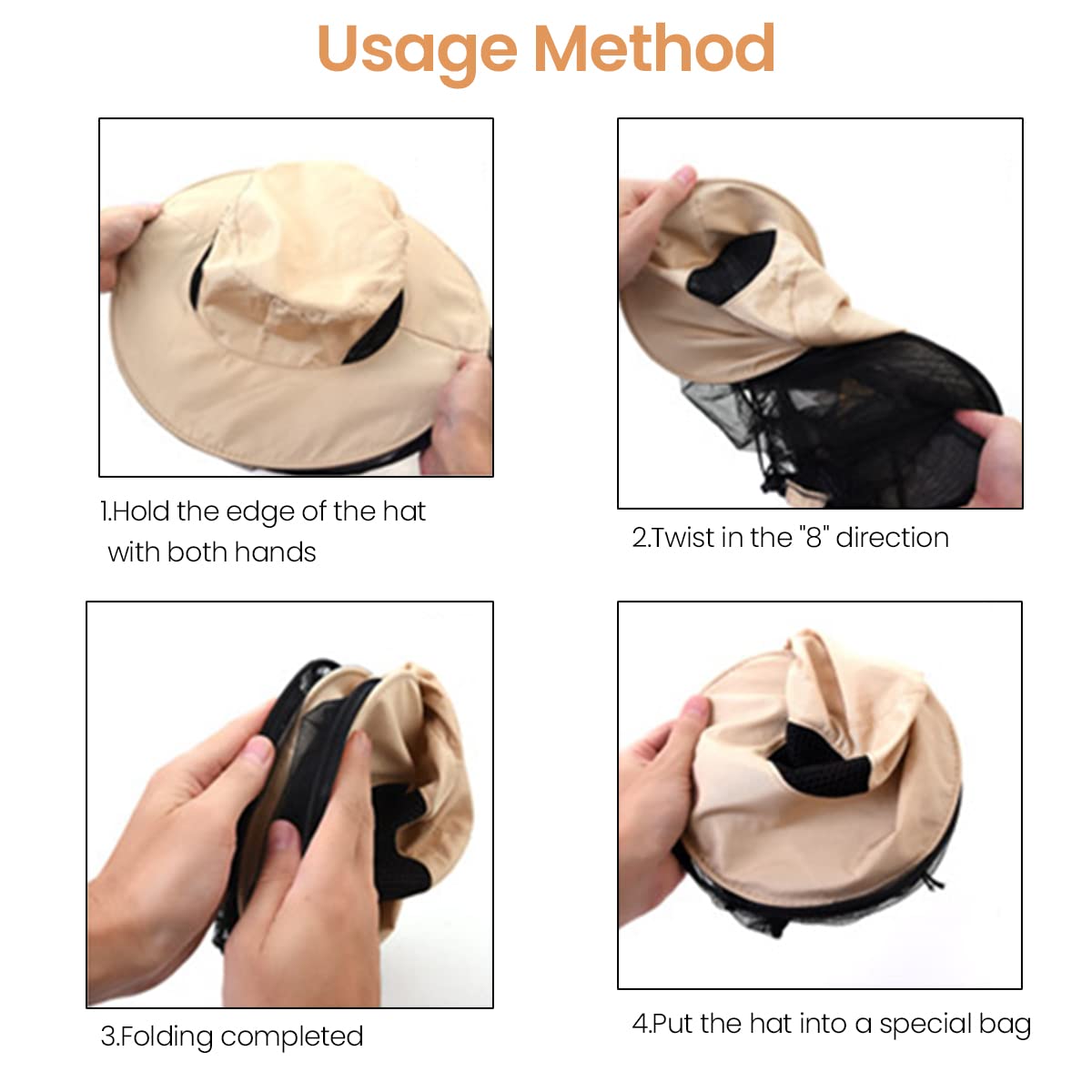 Proberos Mosquito Net Hat for Outdoor Fishing with 37 cm Brim and Zipper Mesh Cover | Polyester Cotton Foldable Design
