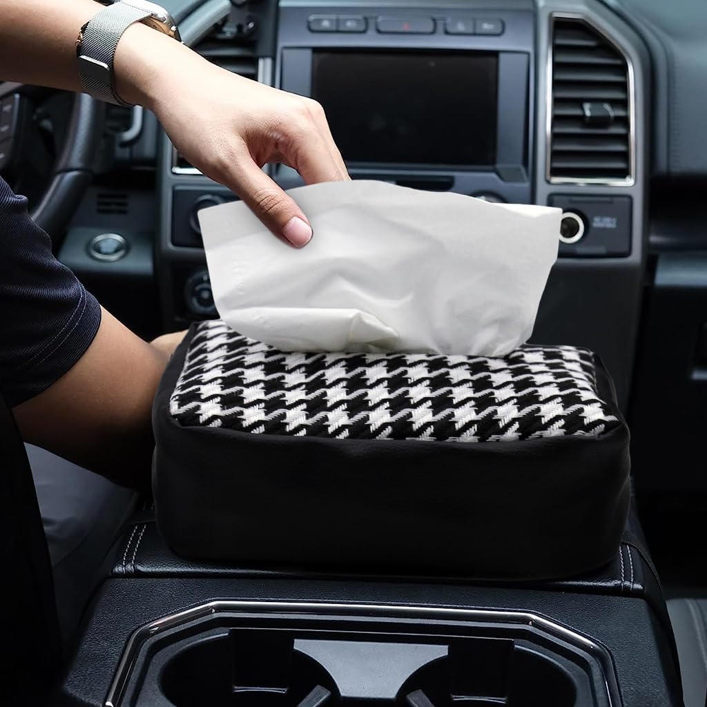 ZIBUYU Car Tissue Box Holder for Car Home and Office featuring Quick Release Buckle | Soft Plush 16×11 cm Organizer