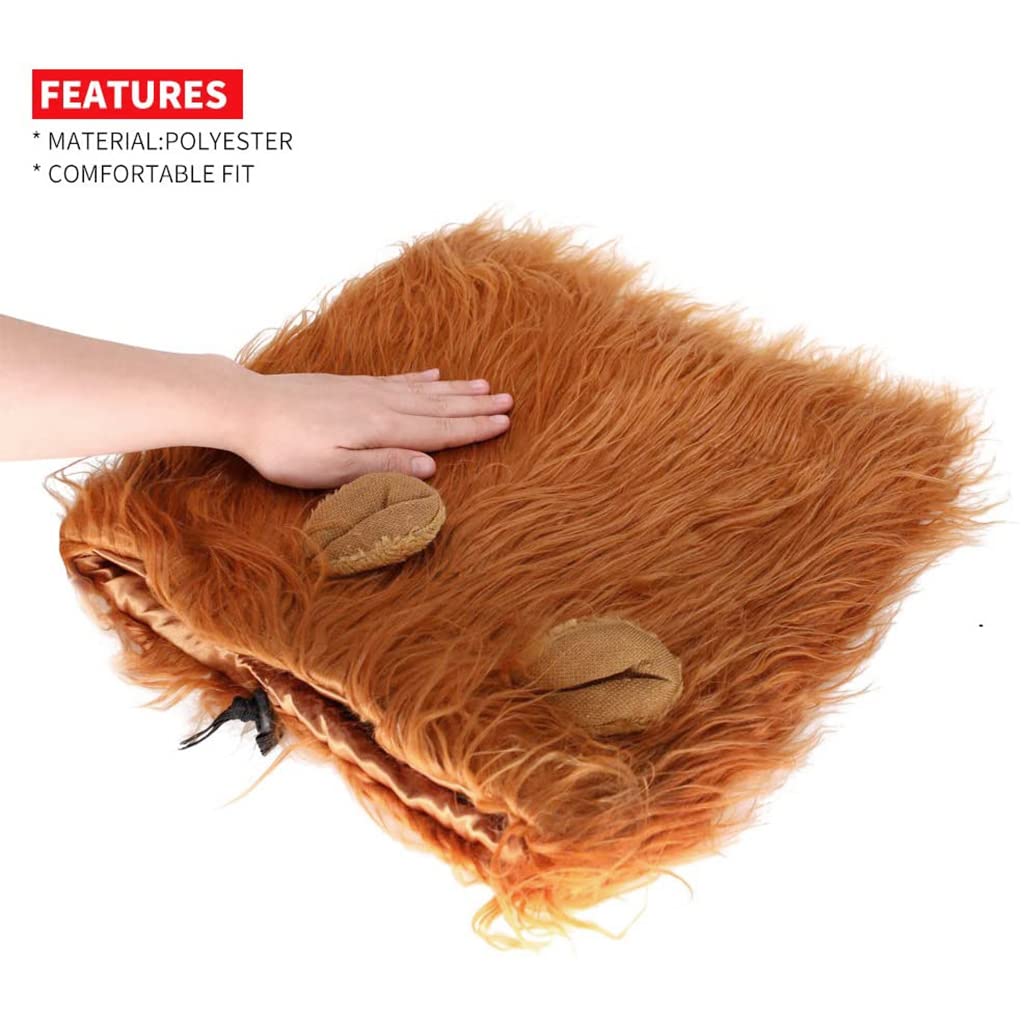 Qpets Dog Lion Mane Funny Headwear for Lion Mane for Dogs Lion Hair Ear Headwear for Dog Halloween Party Festival Headwear