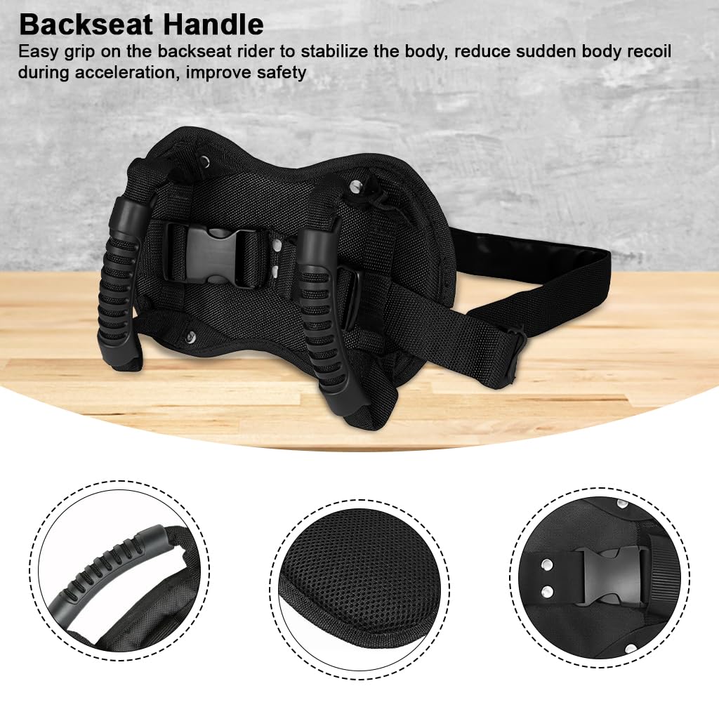 STHIRA Motorcycle Passenger Safety Belt for Rear Seat with Adjustable Non Slip Grip Handles | Secure Ride for Men Women and Teens