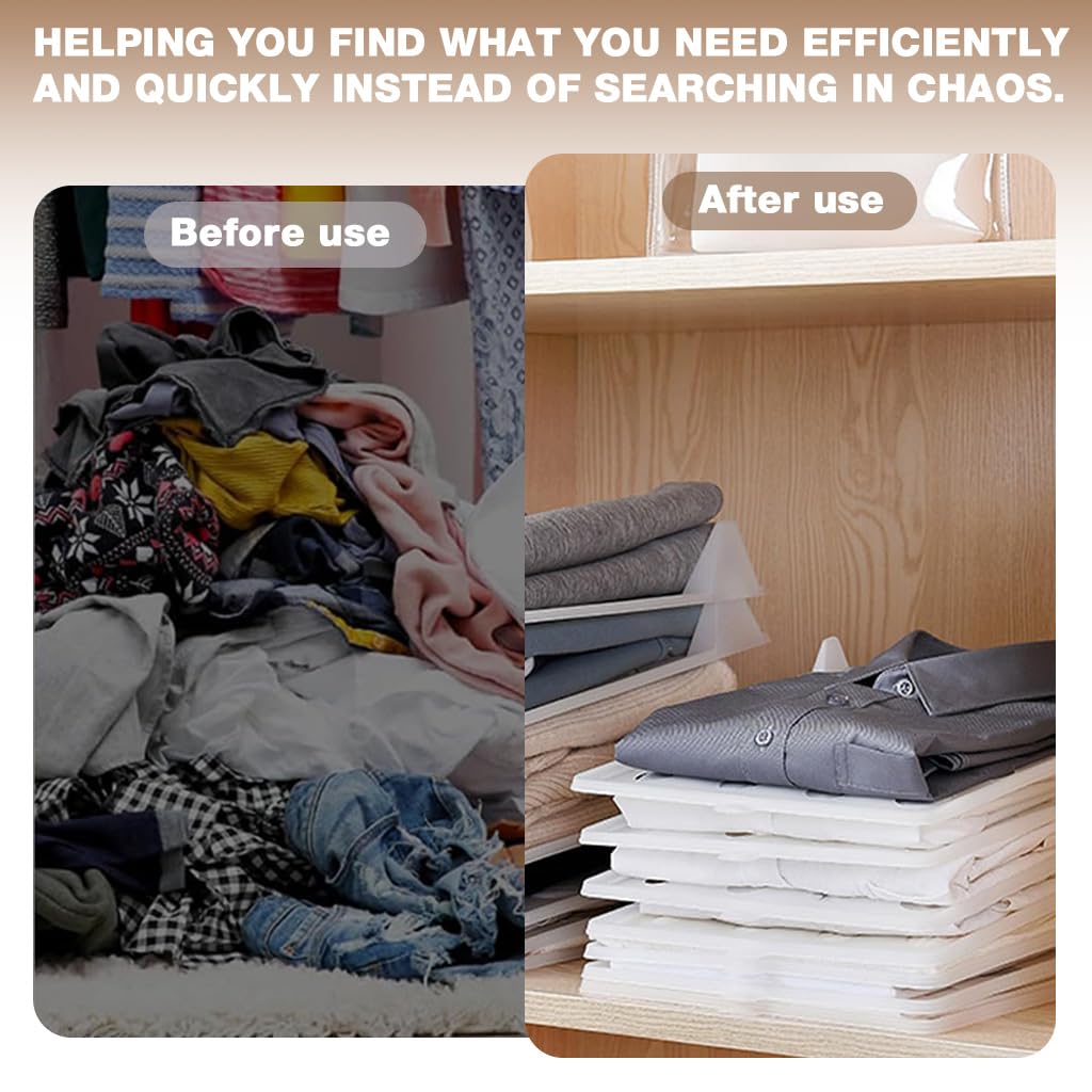 Supvox Stackable Shirt Divider Boards for Closet and Drawer Organization 10 Pack 33x26cm featuring Easy Lifting Grip | Neatly Folded T Shirts and Polos