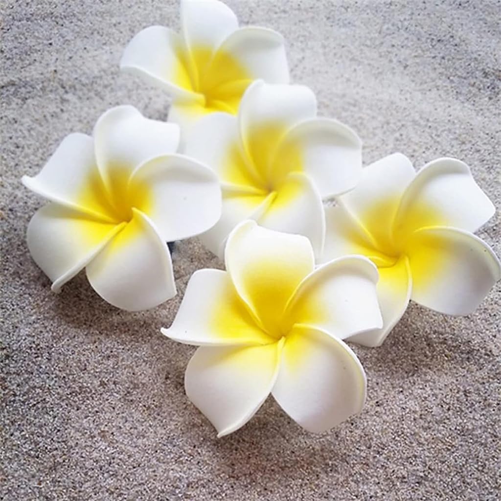 ZIBUYU Artificial Flowers for Home Decor and DIY Crafts with 20pcs 6cm Foam Frangipani | White Floating Style