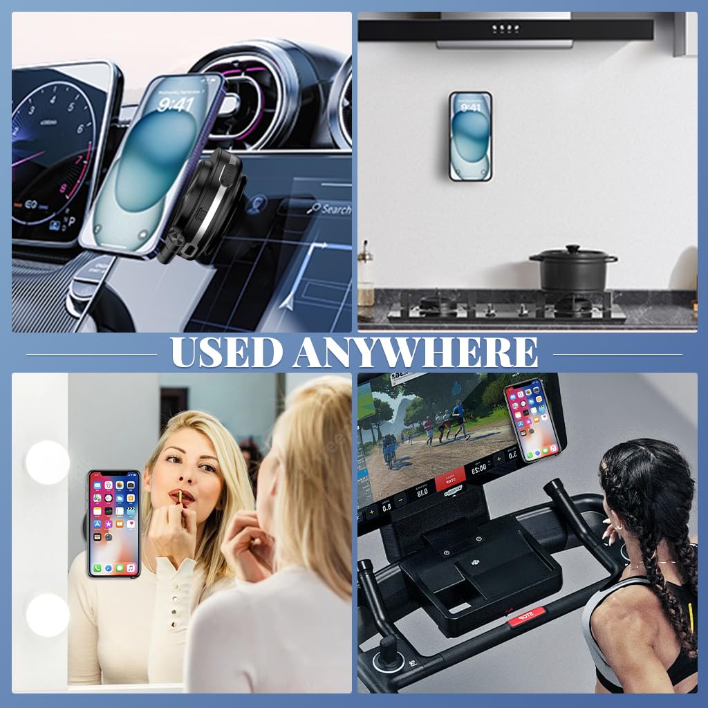 STHIRA Magnetic Mobile Holder for Car with 360 Degree Rotation and Strong Suction Cup | Multi Surface Mount for Dashboard Kitchen or Office