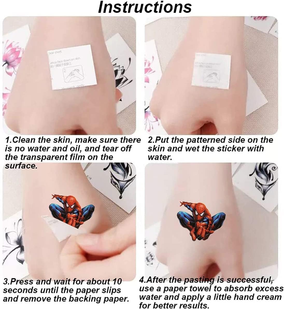 MAYCREATE Superhero Temporary Tattoo Stickers for Kids with Spider Theme 20 Sheets | Party Fun Waterproof Return Gifts