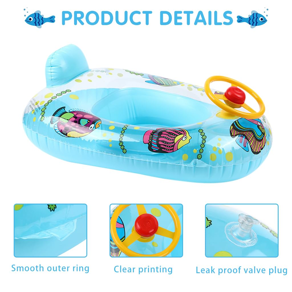 Proberos® Kids Inflatable Swimming Ring With Cartoon Steering Wheel & Horn, Durable PVC, Leakproof Valve, 55-57cm Ideal For Toddlers 3-5 Years - Fun & Safe Pool Float For Beach & Indoor Pools