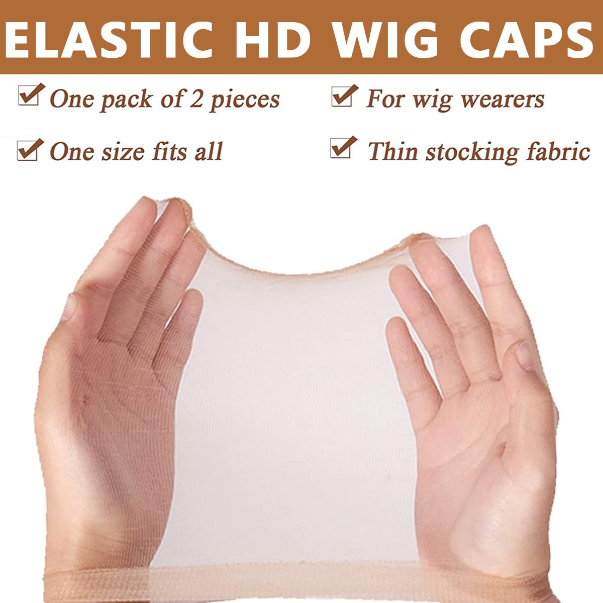 MAYCREATE® 10pcs HD Wig Cap for Women, Ultra Thin Nylon Stocking Cap for for Lace Front Wig, Breathable High-Elastic Transparent Invisible Wig Cap