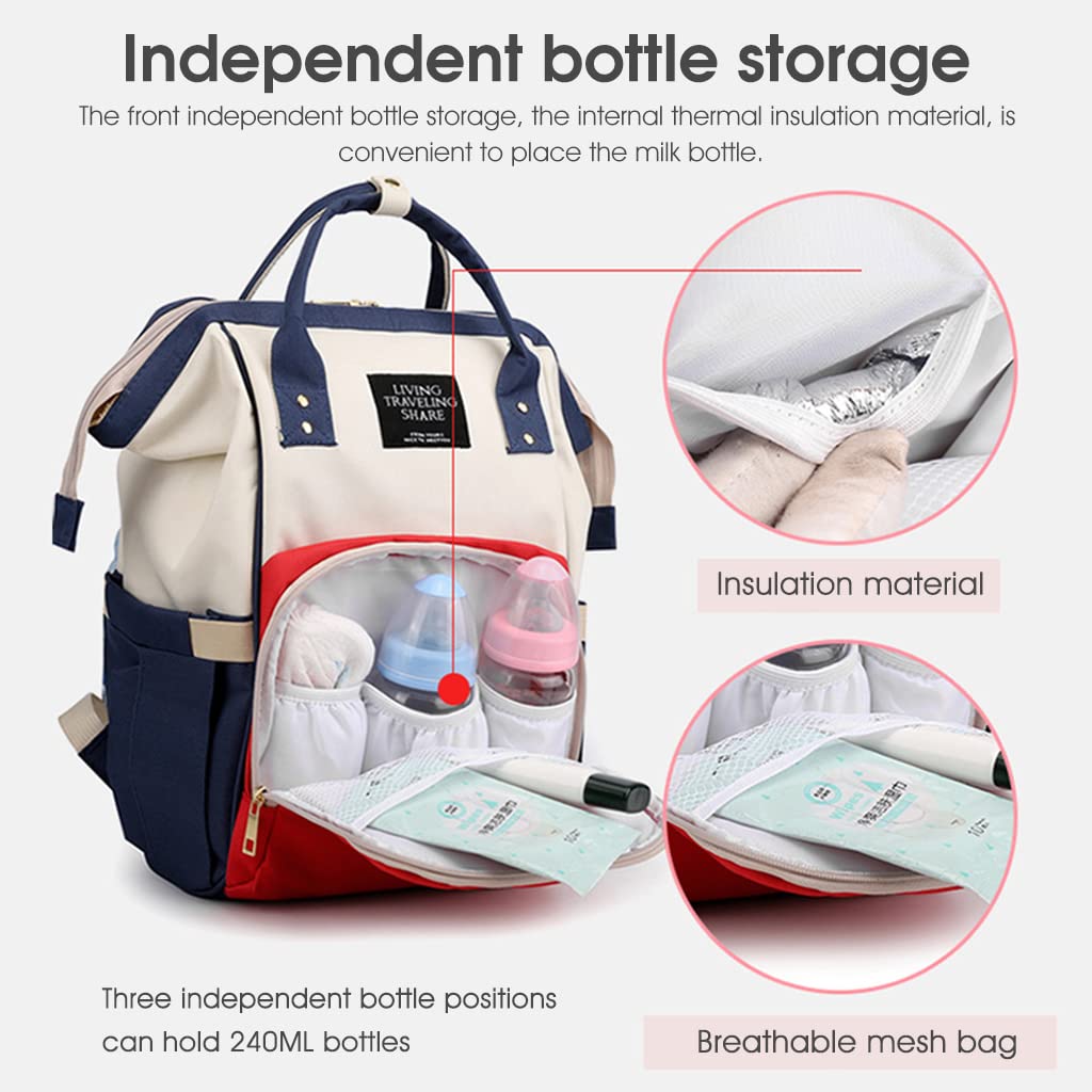 ZIBUYU Diaper Bag Backpack Mommy Large Capacity Diaper Bag with Thermal Insulation Design for Travel, Waterproof Printed Maternity Backpack Diaper Bag