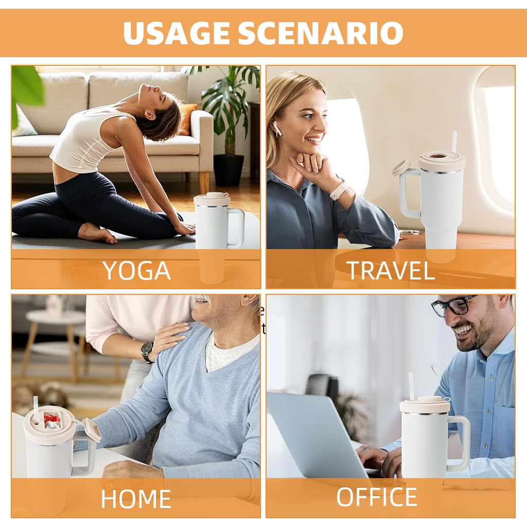 HASTHIP Flip Straw Lid for Stanley Tumbler 40 oz with Leak-Proof Silicone Design | Easy-Clean Dustproof Cover