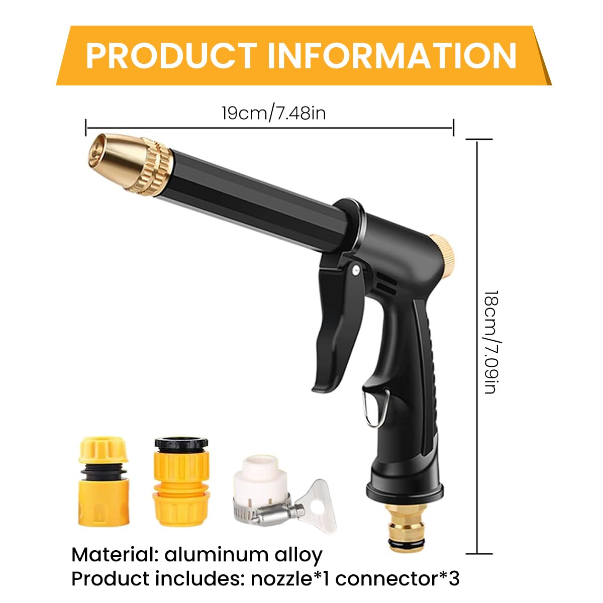 HASTHIP Car Washer Water Gun - Car Washer High Pressure Pump with Adapters - Alloy Car Washer Gun Nozzle with 10M Pipe -Switchable Water Spray Gun Foam & Water Mode for Car Washing, Garden & Yard
