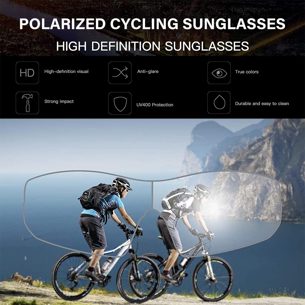 Proberos® Polarized Sports Sunglasses with 3 or 5 Interchangeable Lenses, Mens Womens Cycling Glasses, Baseball Running Fishing Golf Driving