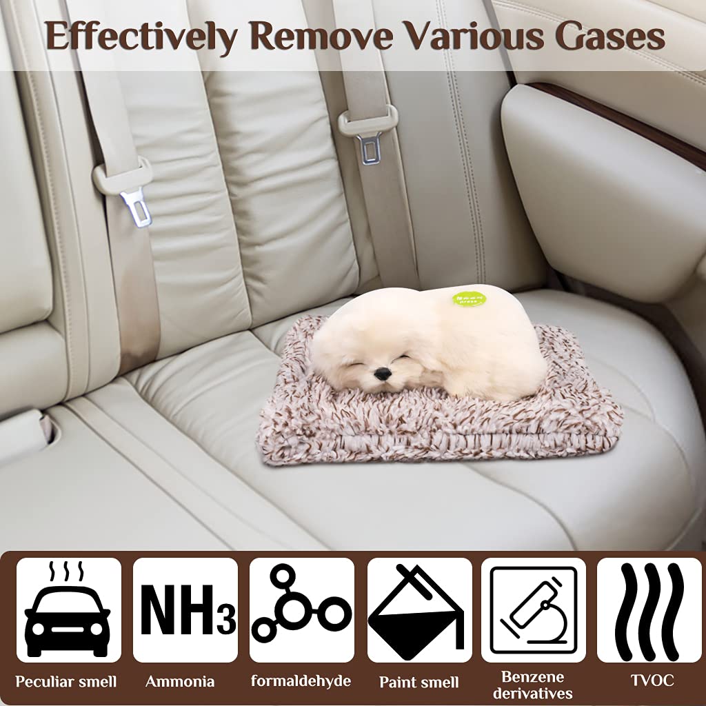 PATPAT Simulation Sleeping Puppy Toy for Home and Car with Sound and Bamboo Charcoal | White