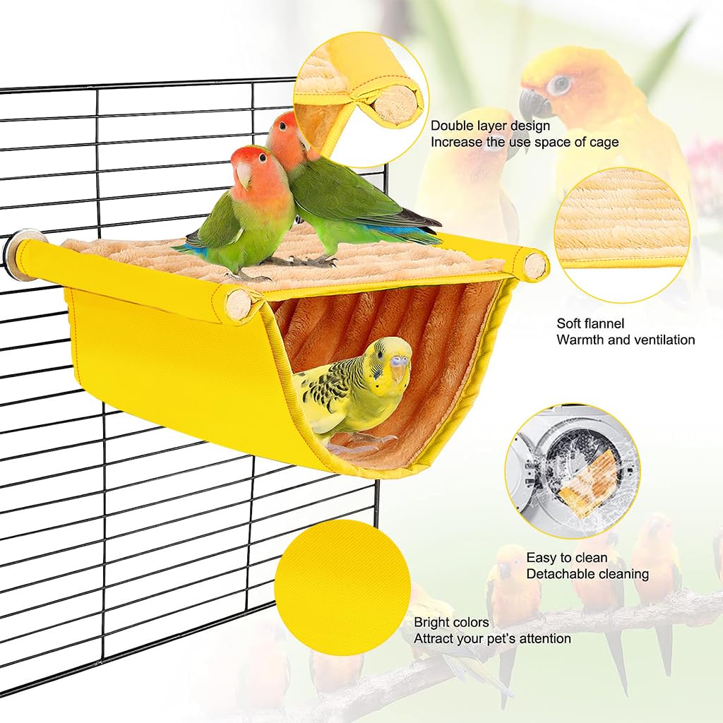 Qpets® Bird Nest for Cage Hanging Bird Nest Winter Warm Bird Hammock for Cage Bird Cage Bird Nest Small Pet Bed for Parakeet Lovebird Cockatoo Finch Hamster Chinchilla Guinea Pig, Orange