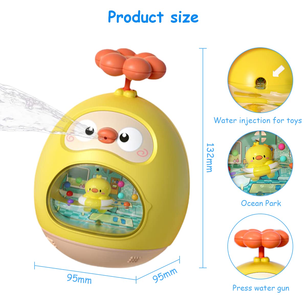 PATPAT® Roly-Poly Toy for Baby Kids Baby Bath Toys Fun Duck Water Spray Toy Cartoon Bath Toy Sprinkler Toy Bathtub Toy Gift Toy for Baby Toddler Infant 3-12 Months