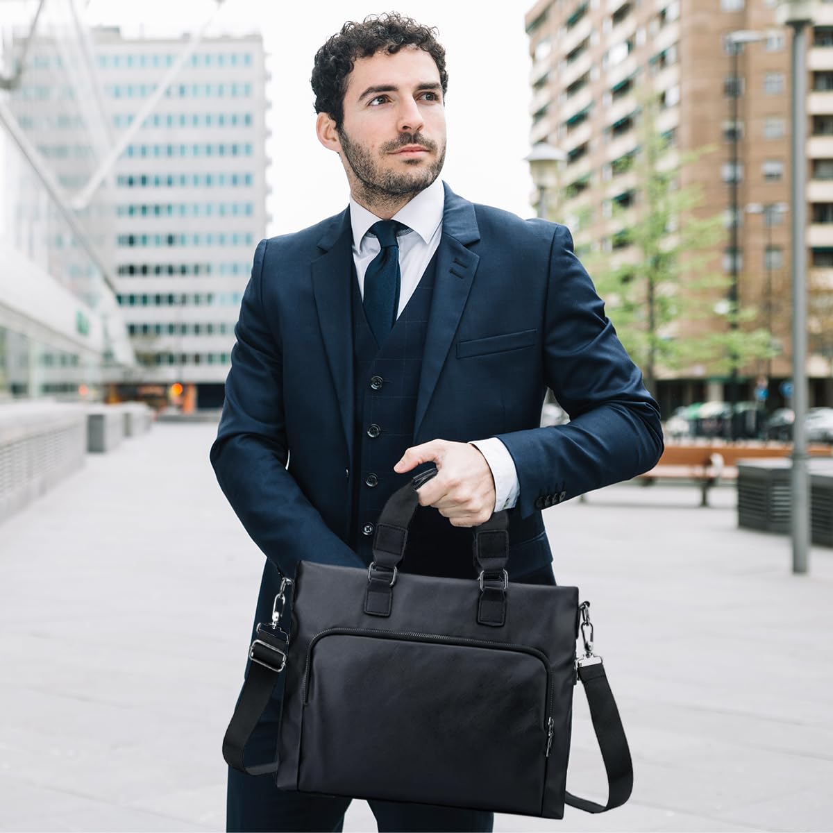 GUSTAVE Office Bag for Man with 14 inch Laptop Storage featuring Waterproof Nylon | Business Messenger for Work and Travel