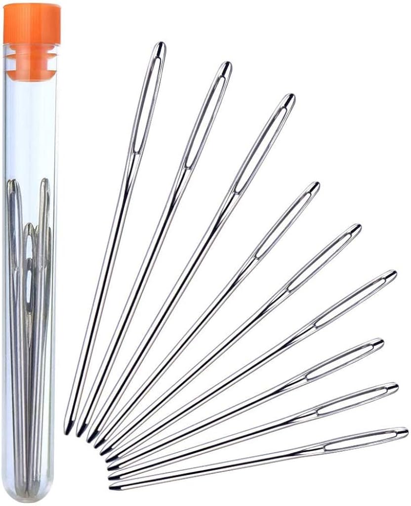 Supvox® Large-Eye Blunt Needles, 9 Piece Stainless Steel Yarn Knitting Needles, Sewing Needles, Crafting Knitting Weaving Stringing Needles