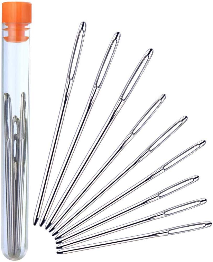 Supvox Large-Eye Blunt Needles, 9 Piece Stainless Steel Yarn Knitting Needles, Sewing Needles, Crafting Knitting Weaving Stringing Needles