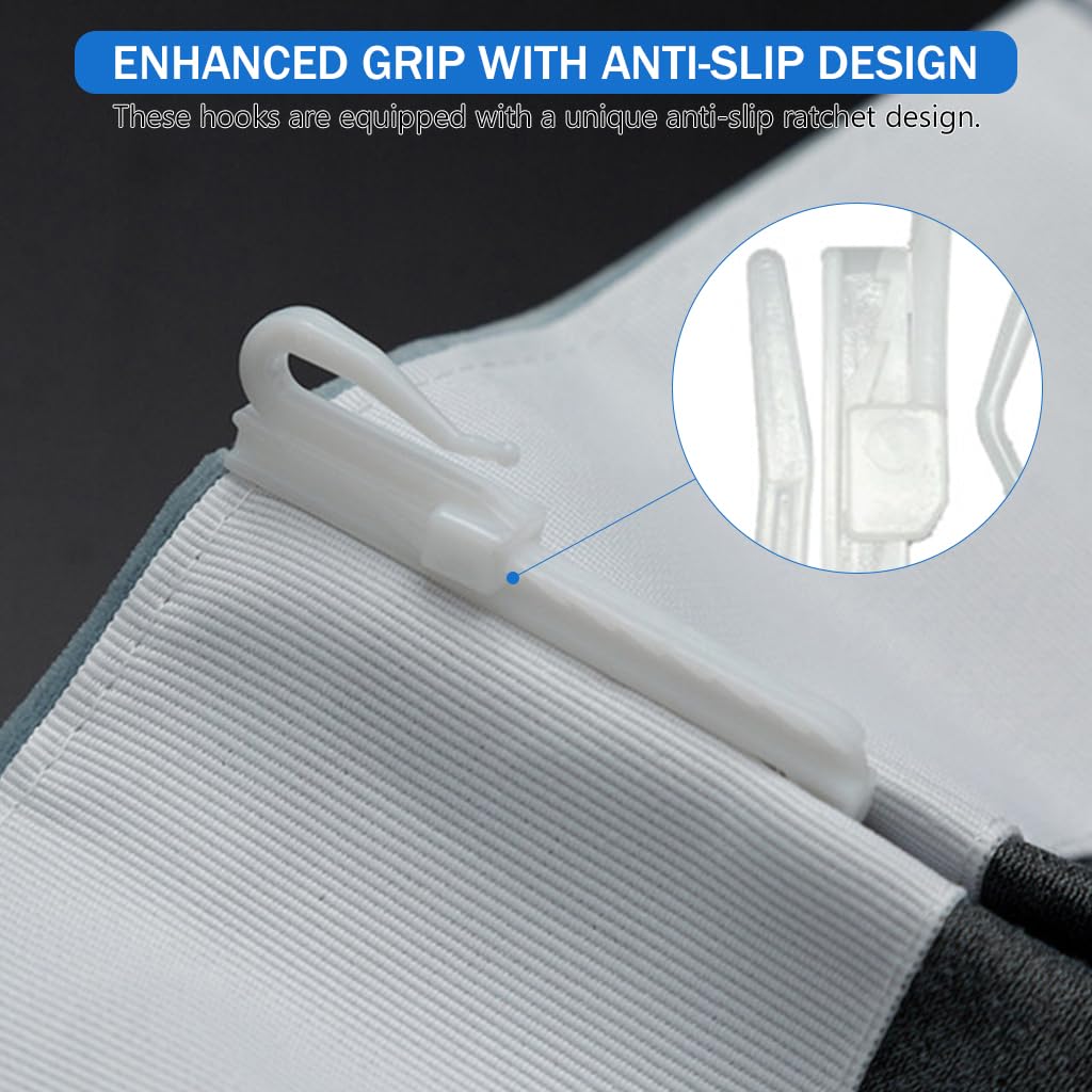 HASTHIP Curtain Pinch Pleat Hooks for Drapes and Shower Curtains with 85mm Adjustable Anti Slip Ratchet Design | Set of 20