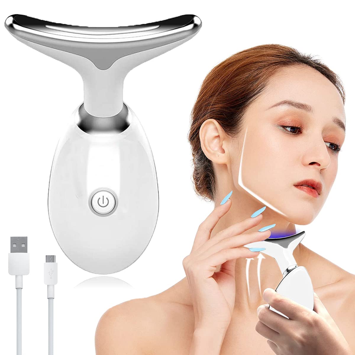 HANNEA Face Massager for Wrinkle Reduction with EMS Microcurrent & 3 Light Modes | USB Rechargeable 500mAh Neck Tightening Device
