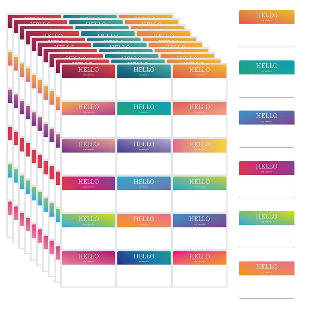 HASTHIP Name Label Stickers for Parties and Office with 180 pcs 3x2 in Smudge‑Free Paper | Rainbow Colors