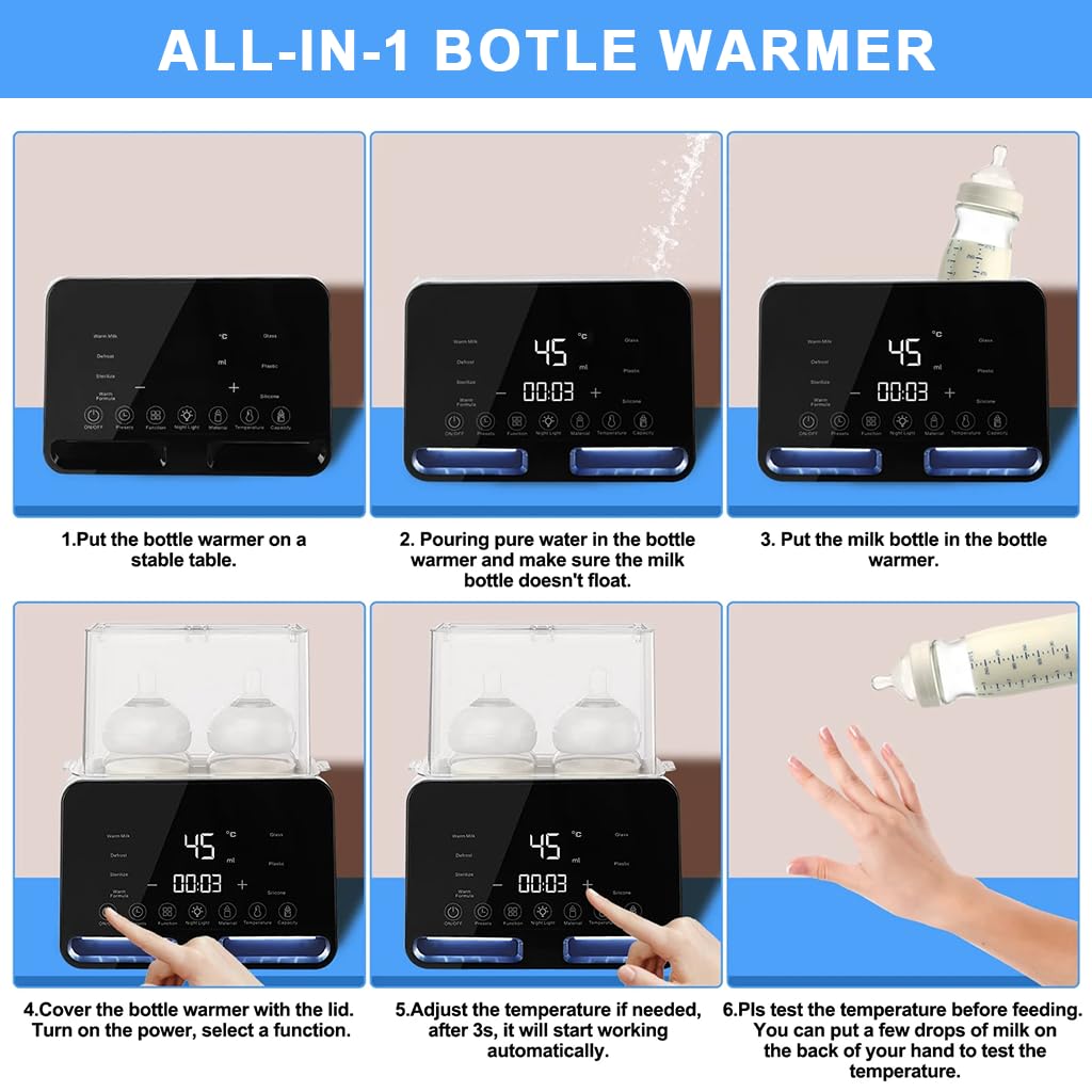 Supvox Baby Bottle Warmer with 48H Insulation and Smart 45° Constant Temperature | Defrost and Steam Disinfection