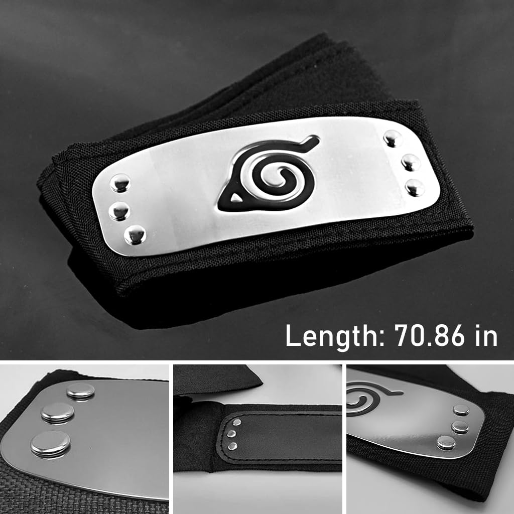 PATPAT Cosplay Props Ninja Headband for Anime & Halloween with 10 in Kunai Set | Metal Engraved Icon