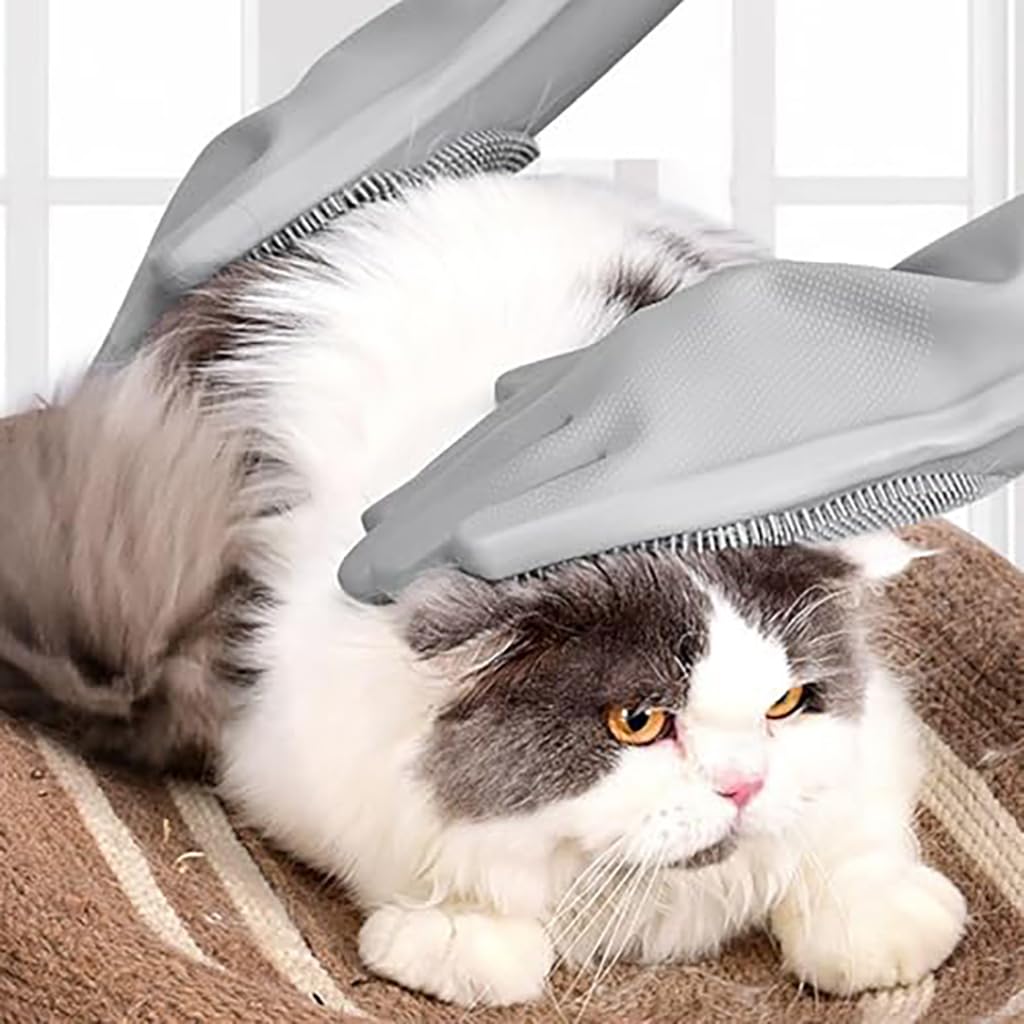 ZIBUYU Pet Hair Remover Gloves for Bathing and Grooming with Five Finger Design | Gentle Massage Mitt for Dogs Cats Rabbits and Horses