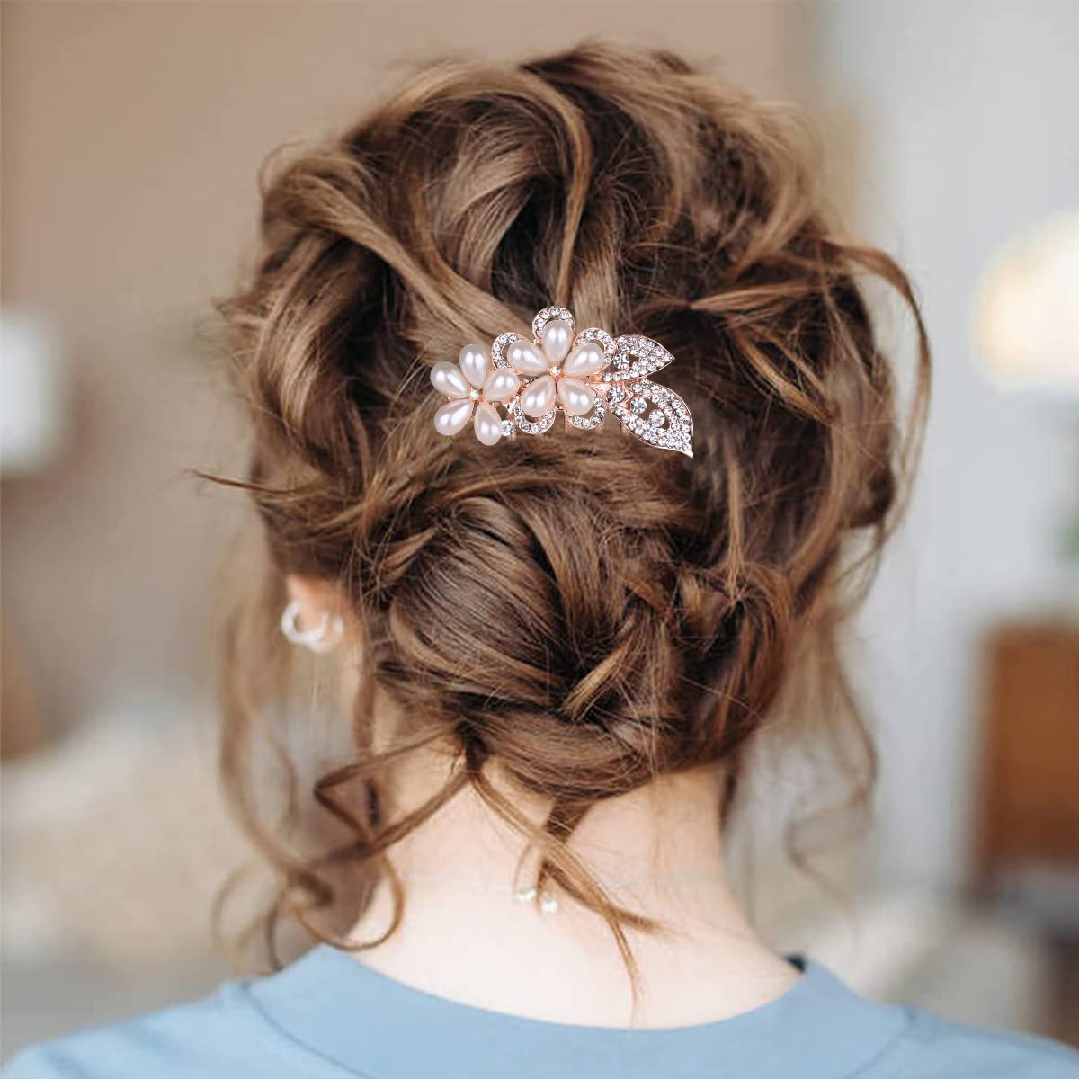 ZIBUYU Flower Pearls Hair Clips for Women Girls Party Decorative, Hair Accessories Hairpin Hair Slides Daily Birthday Gifts