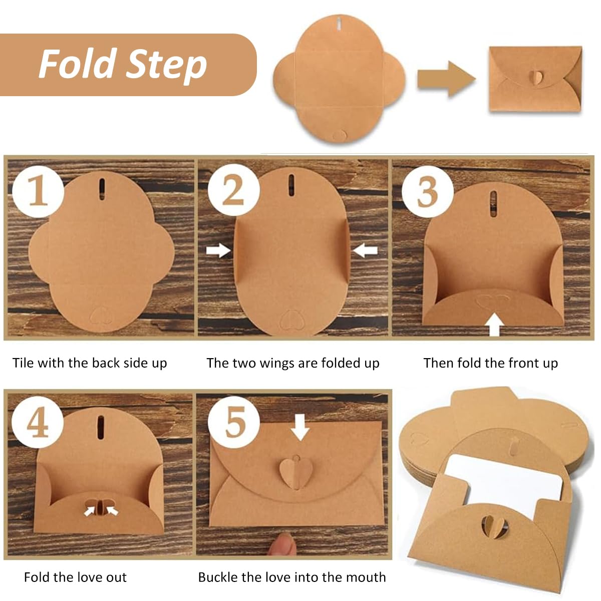 OFIFO Envelopes Set for Greeting Cards and Invitations with 50 Blank Cards 4.1x2.7 in | Light Brown Paper