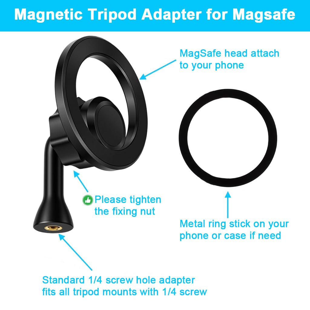 ZORBES Magnetic Phone Holder with 1/4 inch Thread for Tripods and Stands | 360° Rotatable Mount