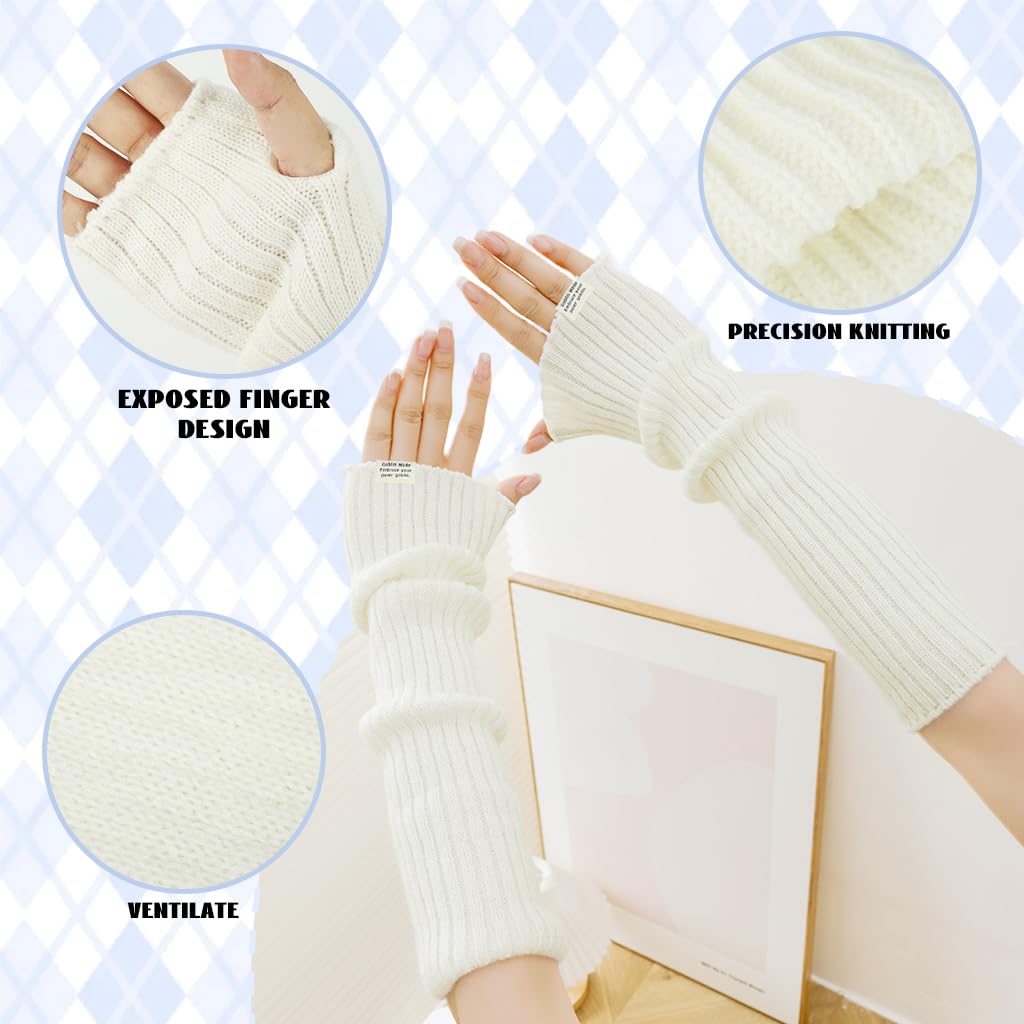 SANNIDHI Arm Warmers for Women featuring Thumb Hole and Stretchy Knit Fabric | Y2K Style