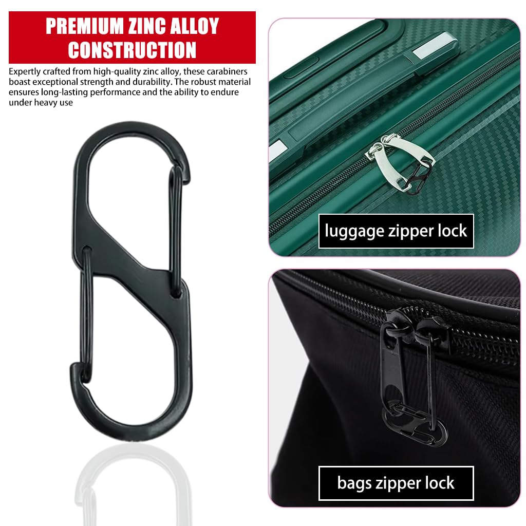 Proberos Mini Carabiners for Keys with Dual Hook Design 15PCS 2.36 in Zinc Alloy Black