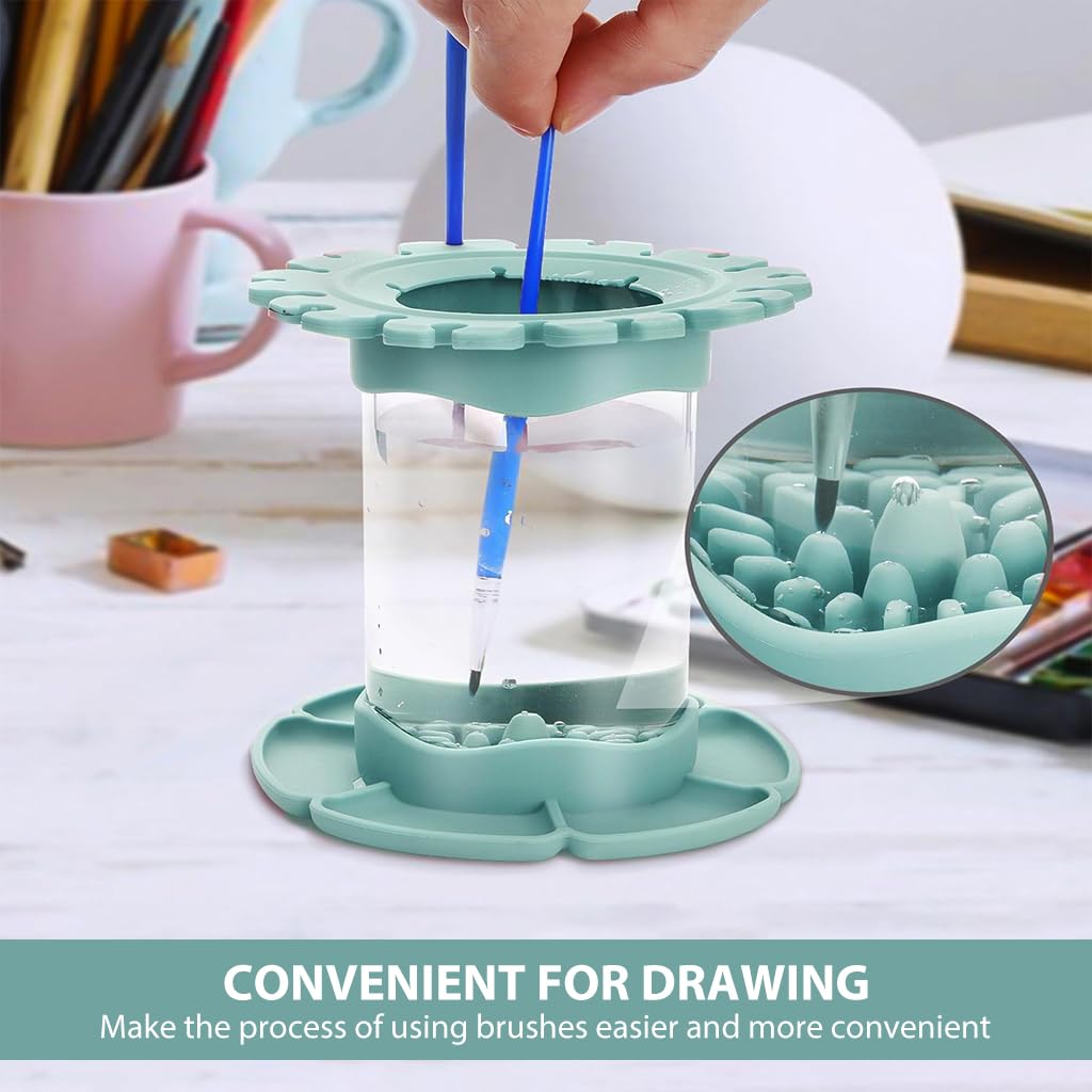 HASTHIP Paint Brush Cleaner Tool with 6 Paint Grids for Artists and Kids | Multifunctional Brush Rinser and Holder