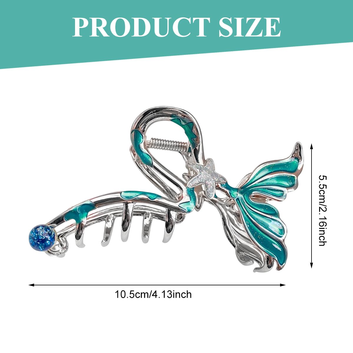 MAYCREATE Hair Claw Clip for Women with Mermaid Tail Design and Silver Alloy Finish | Elegant Styling Accessory