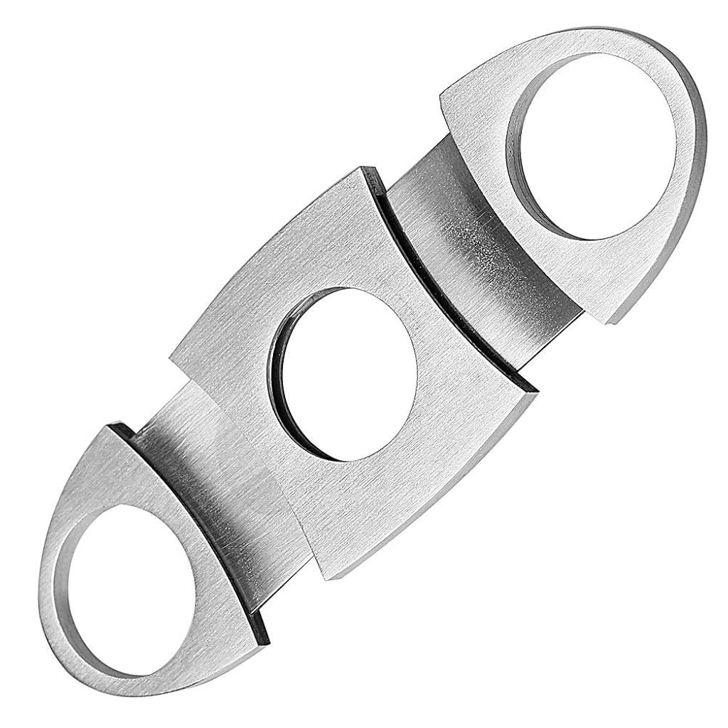 HASTHIP® Stainless Steel Pocket Cigar Tool Cutter with Double Guillotine Blades Nipping Off End for Most Size Cigars Multicolour 2PCS