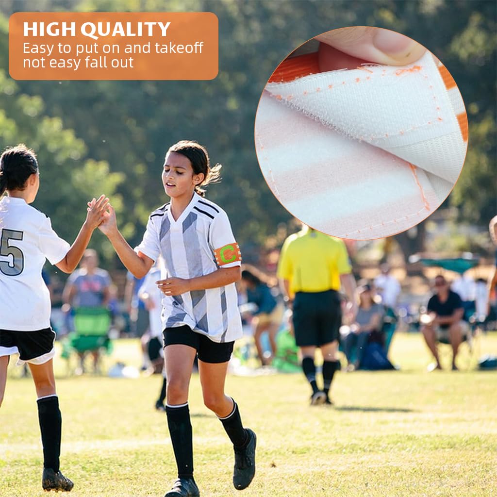 Proberos Football Captain Armband Pack of 2 for Team Leaders with Stretchy C Design | Green and Orange