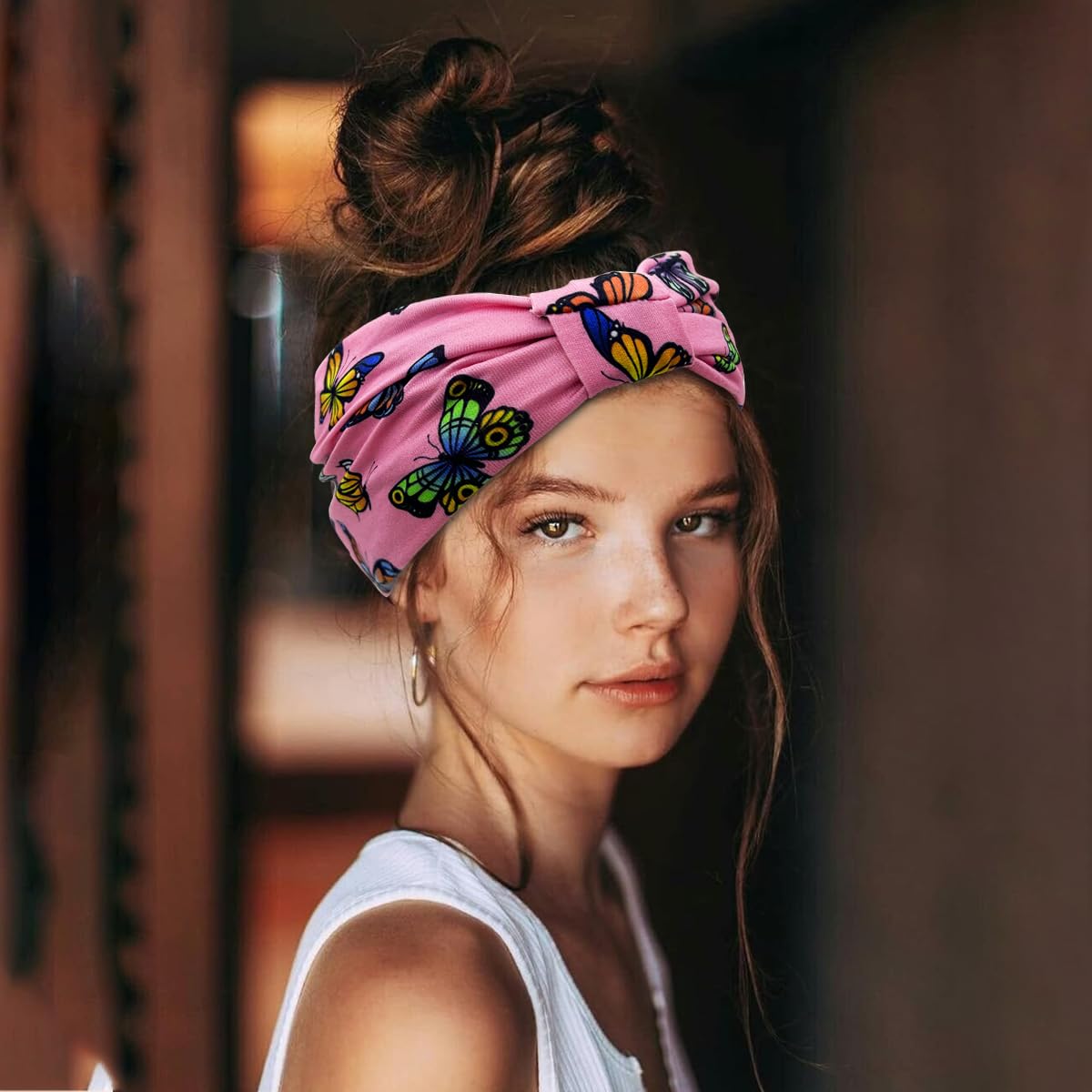 Proberos Hair Band for Women for Yoga and Running with Butterfly Print 3 Pack | Soft Polyester Spandex Fit